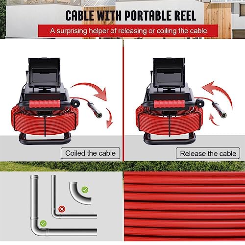 SYOWNFS Sewer Camera 165ft/50m 4.3" Pipe Inspection Camera with 16G DVR IP68 Waterproof Borescope w/LED Lights,Industrial Drain Endoscope for Home Wall Duct Drain Pipe Plumbing (50M/165FT) - Image 5
