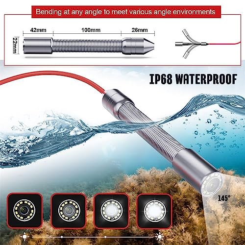 SYOWNFS Sewer Camera 165ft/50m 4.3" Pipe Inspection Camera with 16G DVR IP68 Waterproof Borescope w/LED Lights,Industrial Drain Endoscope for Home Wall Duct Drain Pipe Plumbing (50M/165FT) - Image 3