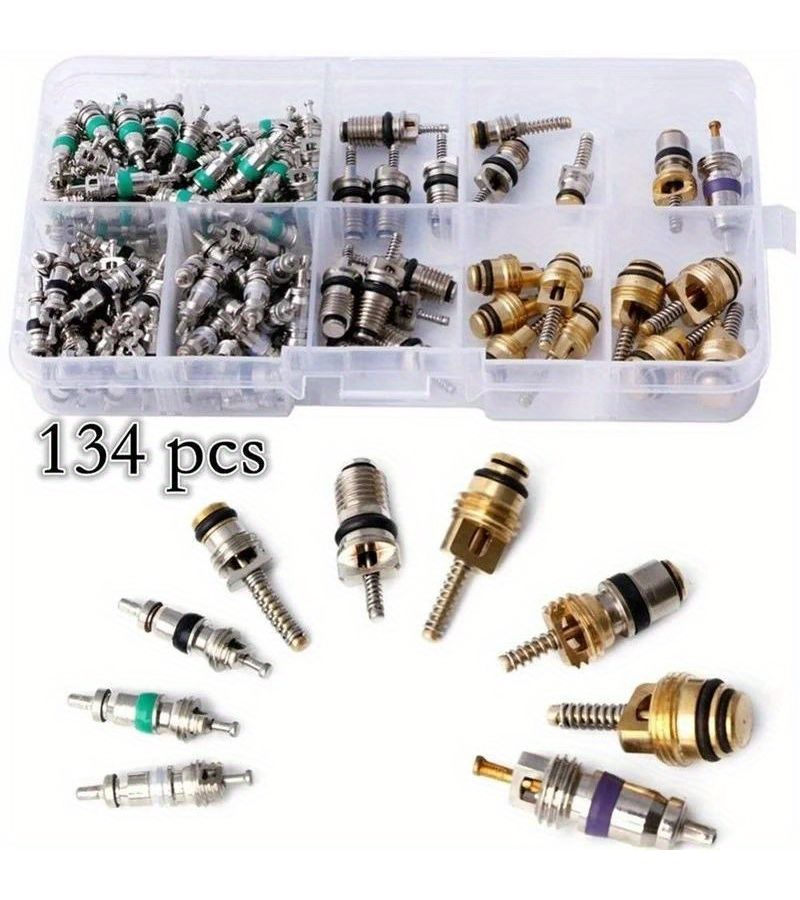 1 Set 134pcs Car Air Conditioning Core Valves Kit R134A For Most Car Models - Image 1