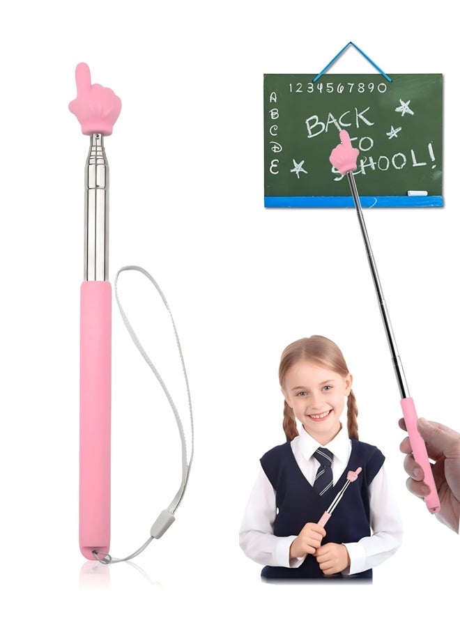 دبليو أف أف أو 1 قطعة عصا تعليمية تلسكوبية - عصي مؤشر مع حمالة - عصا مؤشر يدوية قابلة للتمديد للإشارة بالأصابع - مؤشر سبورة قابلة للسحب للمعلمين والمتحدثين والعروض الصفية (وردي) - Image 1