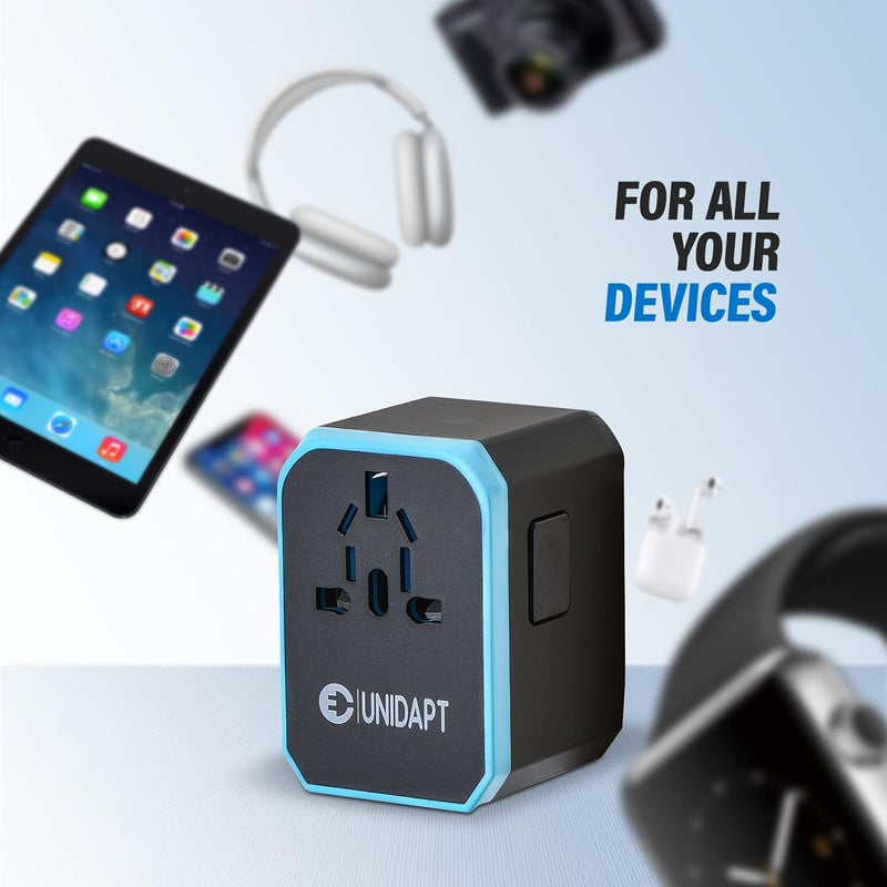 Unidapt Universal Travel Adapter for Europe and International Travel from USA, Type C EU/Type G UK/Type I AU/Type A US, 1 AC Outlet, 1 USB-C and 4 USB-A Ports, Travel Plug Adapter - Image 5