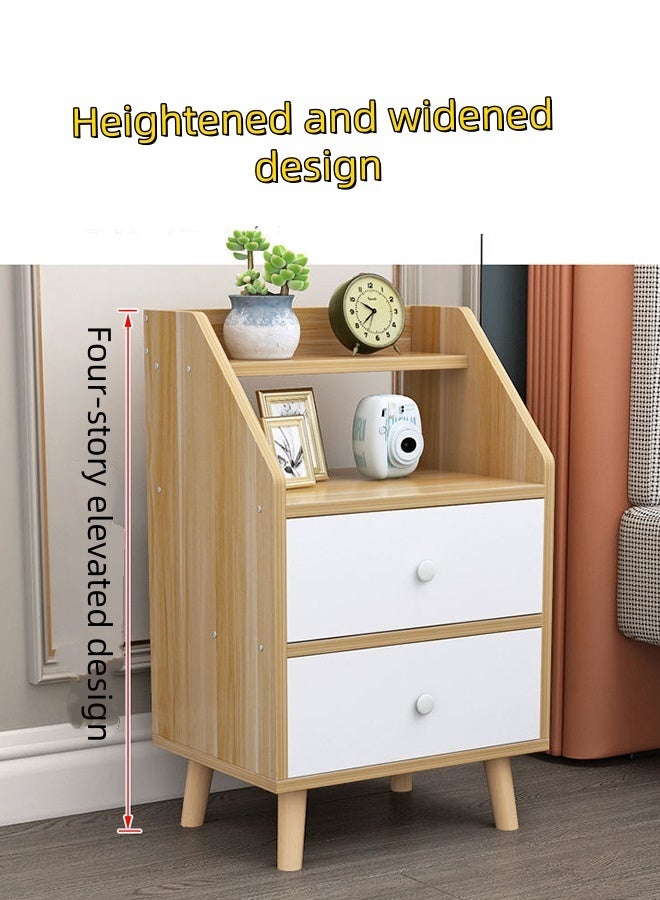 JCB CHIC Multi-Functional Nightstand With 2 Drawer,Molden Bedside Table,Wooden Frame Storage Cabinet,Large Capacity  End Table Side Table,Space-Saving Storage Stand For Bedroom Living Room - Image 4