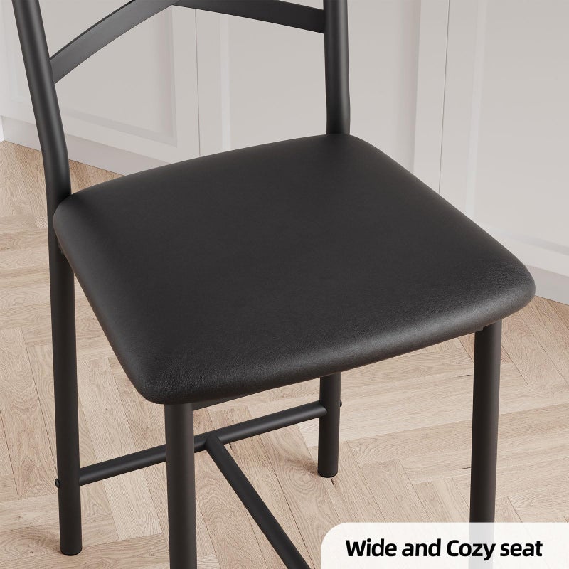 GAOMON 22" Bar Stools Set of 2, Counter Height Bar Stools with PU Upholstered Seat, Metal Frame Kitchen Bar Chairs with X-Design Back and Footrest for Kitchen Island, Counter Bar, Dining Room, Black - Image 5