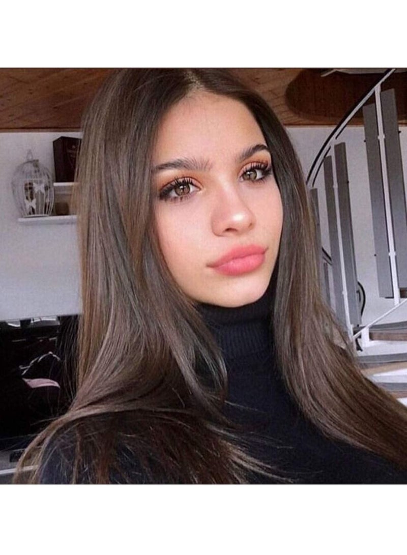 إستيل كستنائي # 6 بني طويل مستقيم الدانتيل الجبهة الباروكات الشعر غلويليس الطبيعية مقاومة للحرارة الاصطناعية الشعر للنساء 100٪ شعر مستعار أنيق - Image 4