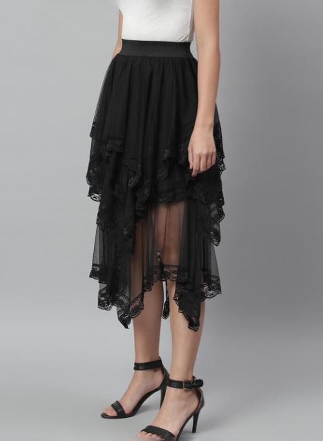 Kassually Kassually Mesh Insert Layered Sheer Midi Skirt  - Image 3