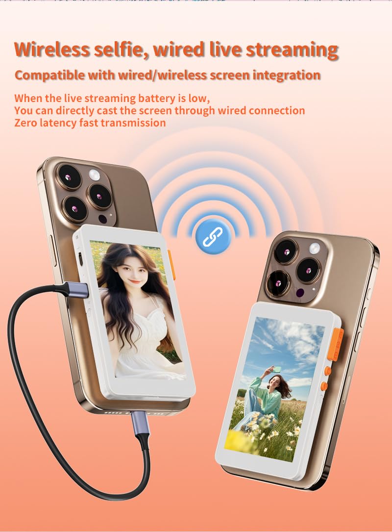 Tectonic TSM-40 Magnetic Vlog Selfie Monitor with Stand – 1080P HD Wireless Phone Display Screen for iPhone & Android, Magnetic Mount Preview Monitor for Live Streaming, Vlogging & Content Creation - Image 4