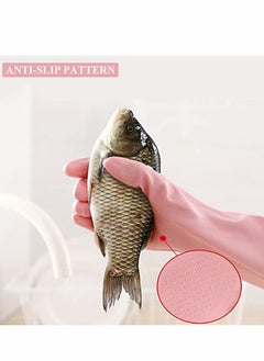 KASTWAVE Rubber Cleaning Gloves Reusable Waterproof Household Kitchen Dishwashing Glove Long Sleeves Kitchen Cleaning Food Handling Working Painting Gardening Pet Care Large (3 Pairs)  - Image 5