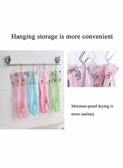 KASTWAVE Rubber Cleaning Gloves Reusable Waterproof Household Kitchen Dishwashing Glove Long Sleeves Kitchen Cleaning Food Handling Working Painting Gardening Pet Care Large (3 Pairs)  - Image 2