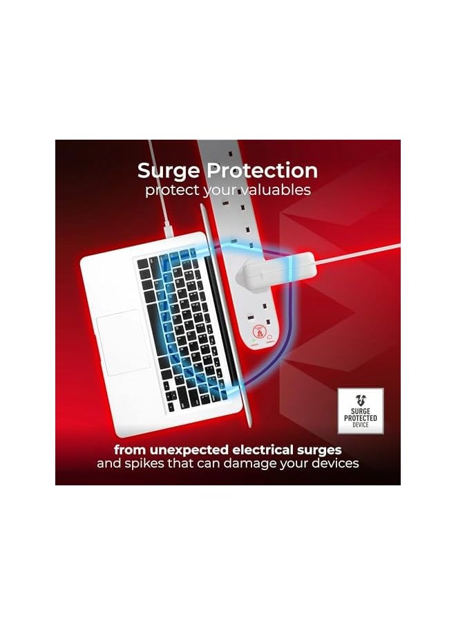 MASTERPLUG Masterplug SRG6210N-MP Six Socket Surge Protected Extension Lead, 2 Metres, White  - Image 4