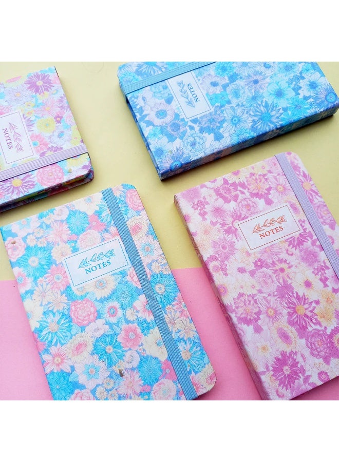 دفتر ملاحظات A5 غلاف مقوى مع مطاط وأزهار - Image 4