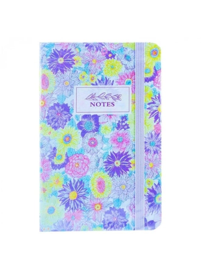 دفتر ملاحظات A5 غلاف مقوى مع مطاط وأزهار - Image 1