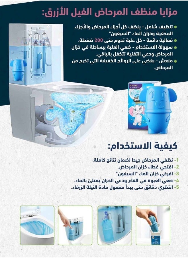 بلو إليفانت - منظف المرحاض التلقائي الفيل الأزرق يقضي علي الروائح حتي 200 ضغطه - Image 1