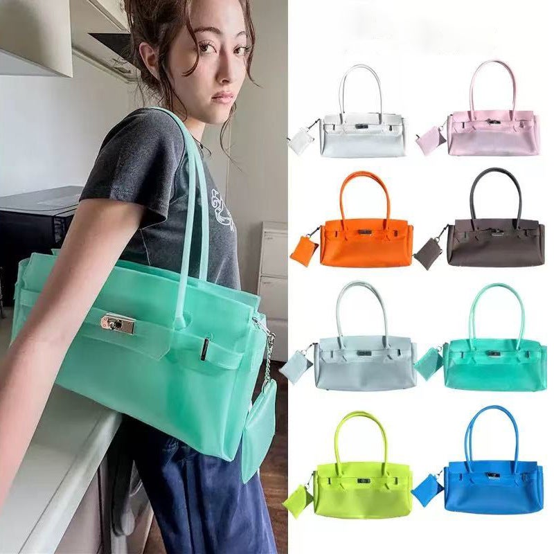 Korean Fashion Jelly Tote Bag, Women's Underarm, Large Capacity, Versatile Shoulder/Handbag, Multicolor - Image 1