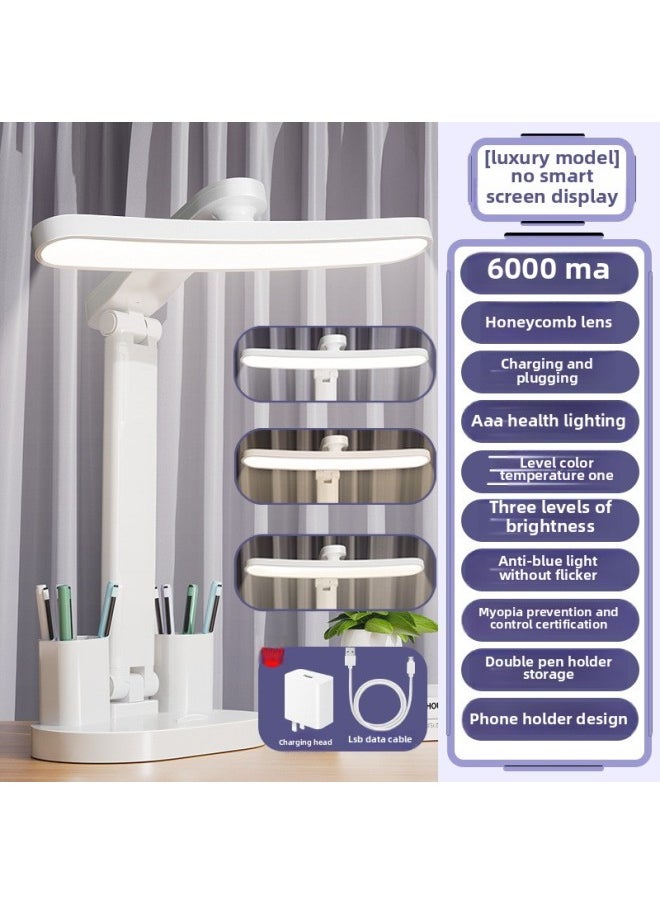 Generic - Sheng Bang Rong Table Lamp Eye Protection Learning Student Dormitory Endurance Charging Desk Super Long Bedroom Bedside Lamp Children's Reading-Specification:Adjustable Color Temperature  With Pen Holder + Charging Head - Image 1