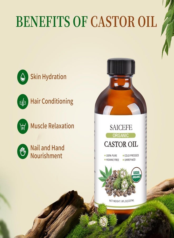 Saicefe 56pcs Castor Oil Patches with Caster Oil Organic Cold Pressed Unrefined Glass Bottle 8oz, Castor Oil Pack Wrap for Belly, Neck, Back, Arms, and Hair Growth (with Eyelash Kit) - Image 3