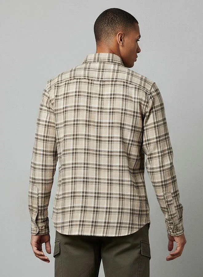 Lee Cooper  Lee Cooper Men Collared Checked Long Sleeves Shirt for Men | Best Price UAE