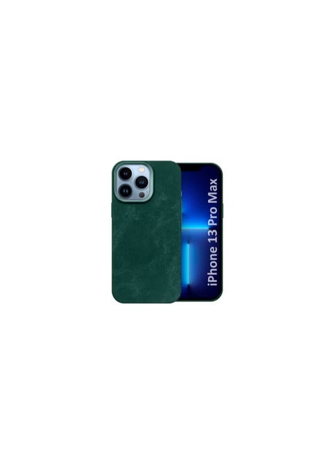 iPhone 13 Pro Max Alcantara Case Cover Premium Quality Luxurious Soft Touch Protection with Metal Camera Frame - Green