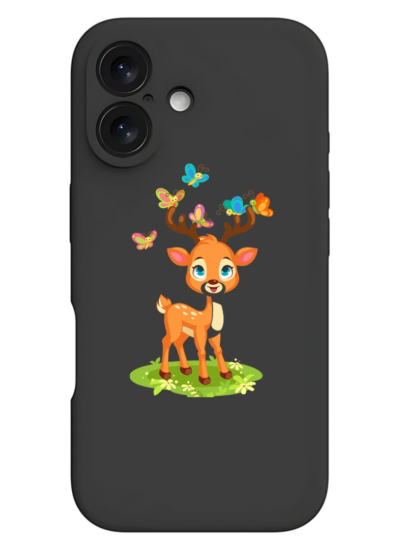 Theodor Protective Slim Fit Case Liquid Silicone Cover with Full Body Protection Anti-Scratch Shockproof Case For Apple iPhone 17 (Black) deer - Image 1