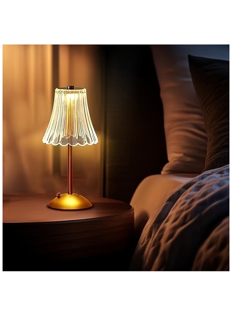 مصباح طاولة لاسلكي كريستالي يعمل باللمس وتقنية LED (قابل لإعادة الشحن)، مصباح مكتبي أو جانبي للسرير بثلاثة ألوان وإضاءة قابلة للتعتيم والتحكم في السطوع، شحن عبر منفذ USB-C، تصميم عصري بنمط الألماس مناسب لغرف النوم وغرف المعيشة وطاولات الطعام وديكور المنزل. - Image 3
