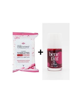 Bene Tint Lip Glossy Pink and Make Up Remover Wet Wipes White