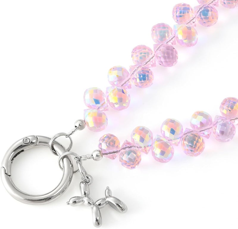 KHOLAD Crystal Phone Wrist Strap Phone Charm Chain Keychain Beaded Cellphone Lanyard with Tether Tab Hands-Free Wristlet Bracelet Wrist Grip Strap for Women - Image 3