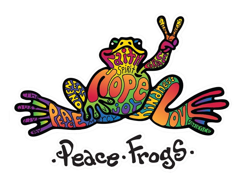 Enjoy It Peace Frogs Hope Peace Frogs Car Sticker, Outdoor Rated Vinyl Sticker Decal for Windows, Bumpers, Laptops or Crafts - Image 1