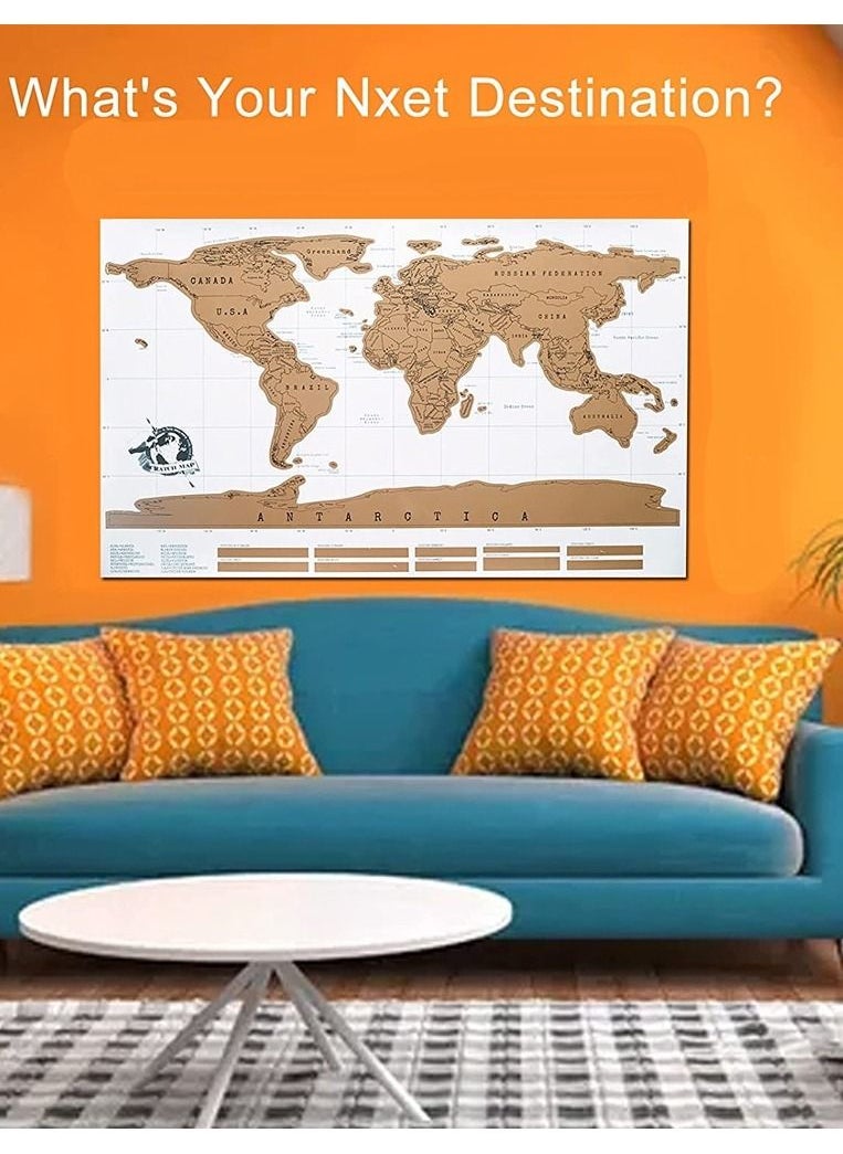 MARGOUN - Scratch Off World Map Travelers Guide Map of The World Wall Poster Educational Craft - Image 1