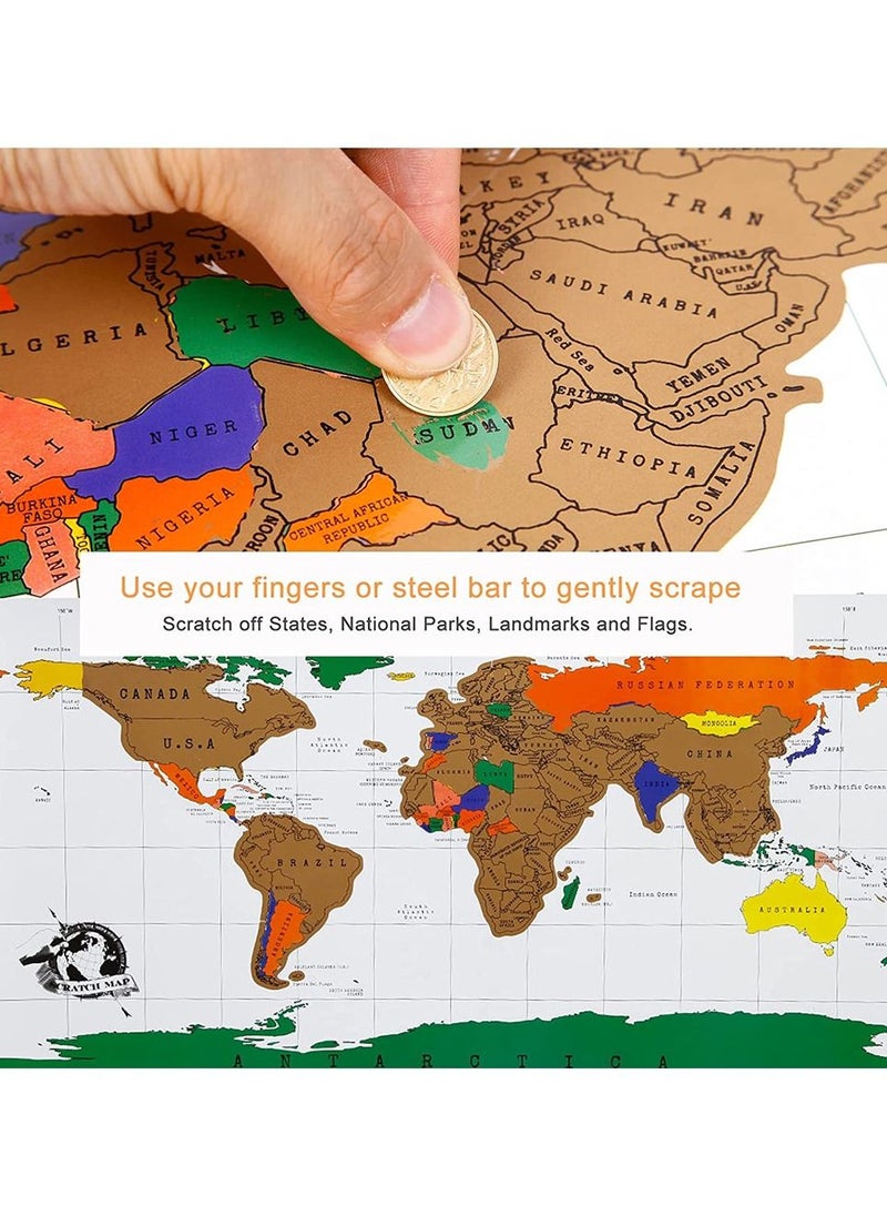 MARGOUN - Scratch Off World Map Travelers Guide Map of The World Wall Poster Educational Craft - Image 1