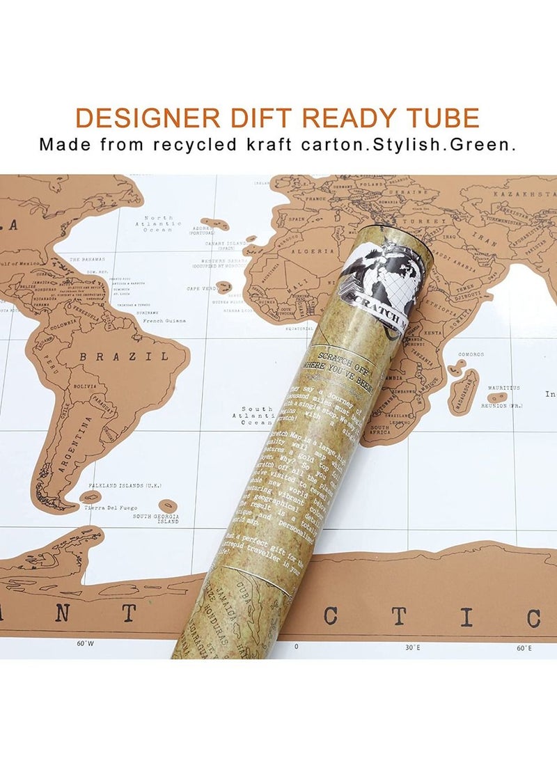MARGOUN - Scratch Off World Map Travelers Guide Map of The World Wall Poster Educational Craft - Image 1