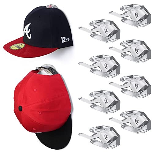 Modern JP Adhesive Hat Hooks for Wall (8-Pack) - Hat Rack for Baseball Caps, Minimalist Hat Display, Strong Hold Hat Hangers for Wall - USA Patented, Clear - Image 1