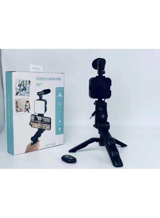 LED Pocket Fill Light Video Conference Live Desktop Tripod Beauty Leg Mini Handheld Square Photography Light-Specifications:Desktop Lamp Set (with Bluetooth Remote Control)  - Image 1