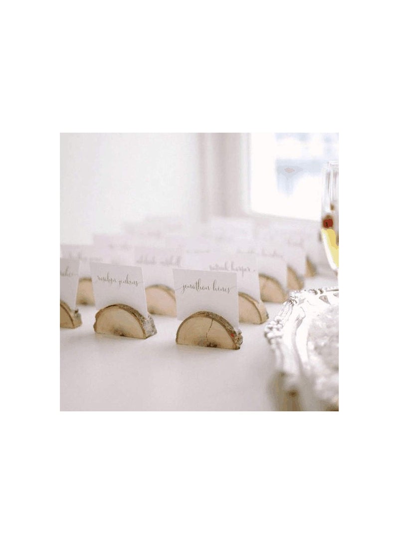 GGOOT 10 Pieces Rustic Wooden Card Holders Log Rounds Party Chic Tree Wood Slices Wedding Table Holders Table Number Holders Wedding Party Decorations  - Image 3