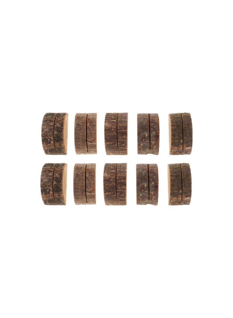GGOOT 10 Pieces Rustic Wooden Card Holders Log Rounds Party Chic Tree Wood Slices Wedding Table Holders Table Number Holders Wedding Party Decorations  - Image 1