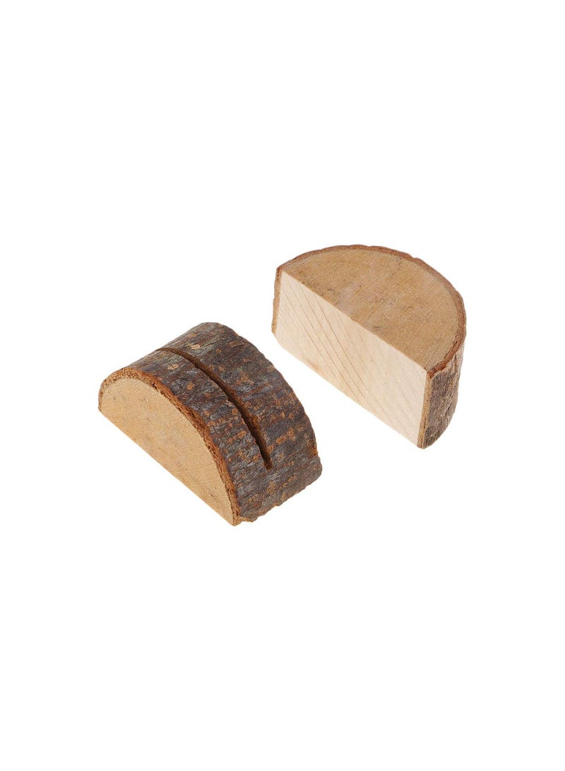 GGOOT 10 Pieces Rustic Wooden Card Holders Log Rounds Party Chic Tree Wood Slices Wedding Table Holders Table Number Holders Wedding Party Decorations  - Image 5