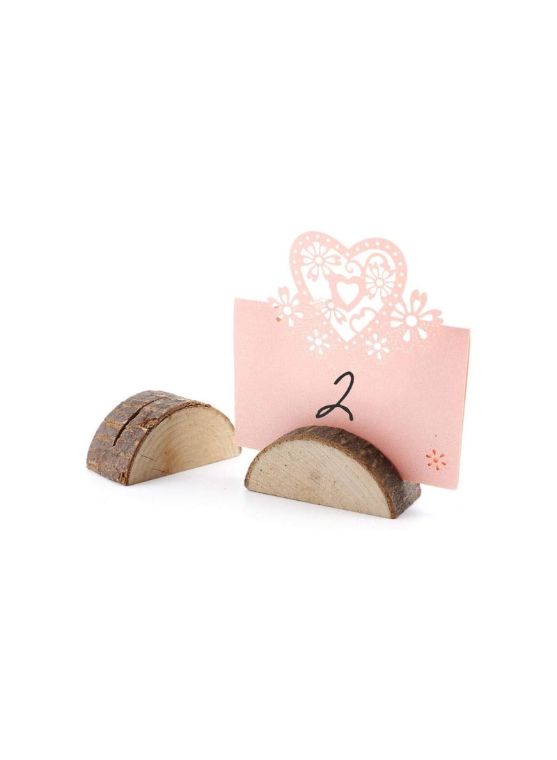 GGOOT 10 Pieces Rustic Wooden Card Holders Log Rounds Party Chic Tree Wood Slices Wedding Table Holders Table Number Holders Wedding Party Decorations  - Image 4