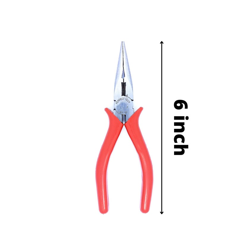 Perfect TECH 2 Pcs Set Combination Nose Plier 6 Inch | Combination Plier 6 inch | Cutter Pliers | Tool Kit Set | Cutting Player | Diagonal Anti Slip Handle (RED) - Image 3