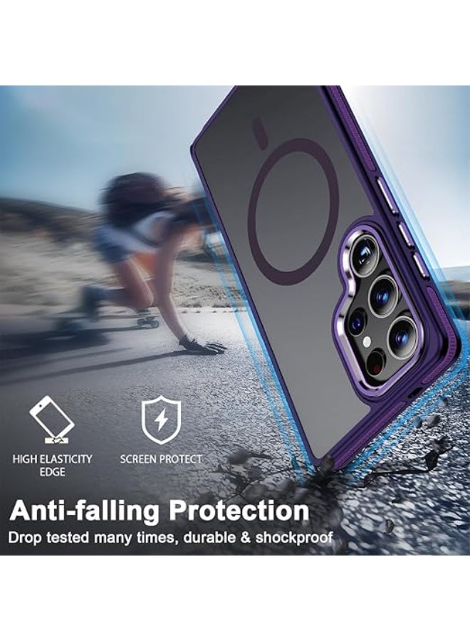 Case for Samsung Galaxy S25 Ultra, Translucent Matte Cover Fits for Magsafe, S25 Ultra Phone Case with Non-Slip Edge, Magnetic Case for Samsung S25 Ultra, Shockproof Protection (Dark Purple) - Image 3
