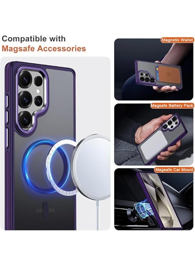 Case for Samsung Galaxy S25 Ultra, Translucent Matte Cover Fits for Magsafe, S25 Ultra Phone Case with Non-Slip Edge, Magnetic Case for Samsung S25 Ultra, Shockproof Protection (Dark Purple) - Image 5