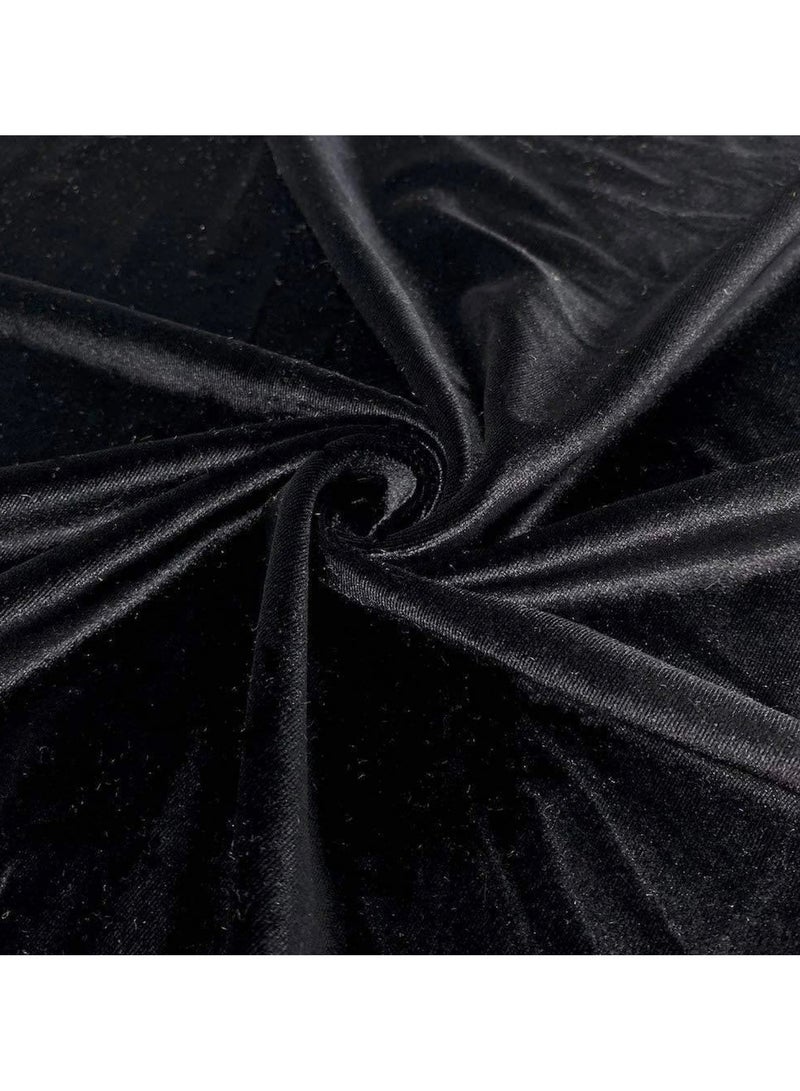 JewelOnPalette Black Polyester Velvet Fabric 45'' Cut by Yard, for for Bows, Head Wraps, Scrunchies, Clothes, Costumes, Crafts , Cushions - Image 1