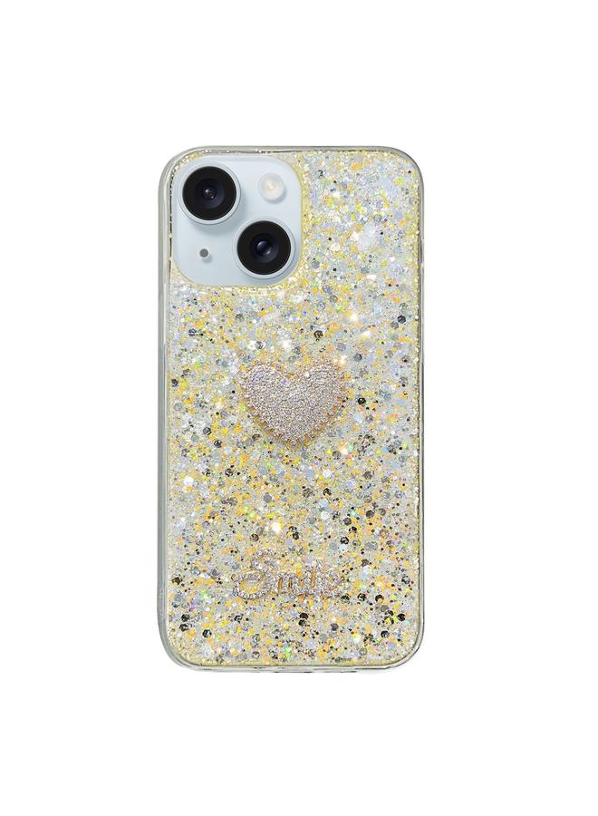 erorex Case For iPhone 13 Starry Sequin Diamond Heart Epoxy TPU Phone Case - Image 1