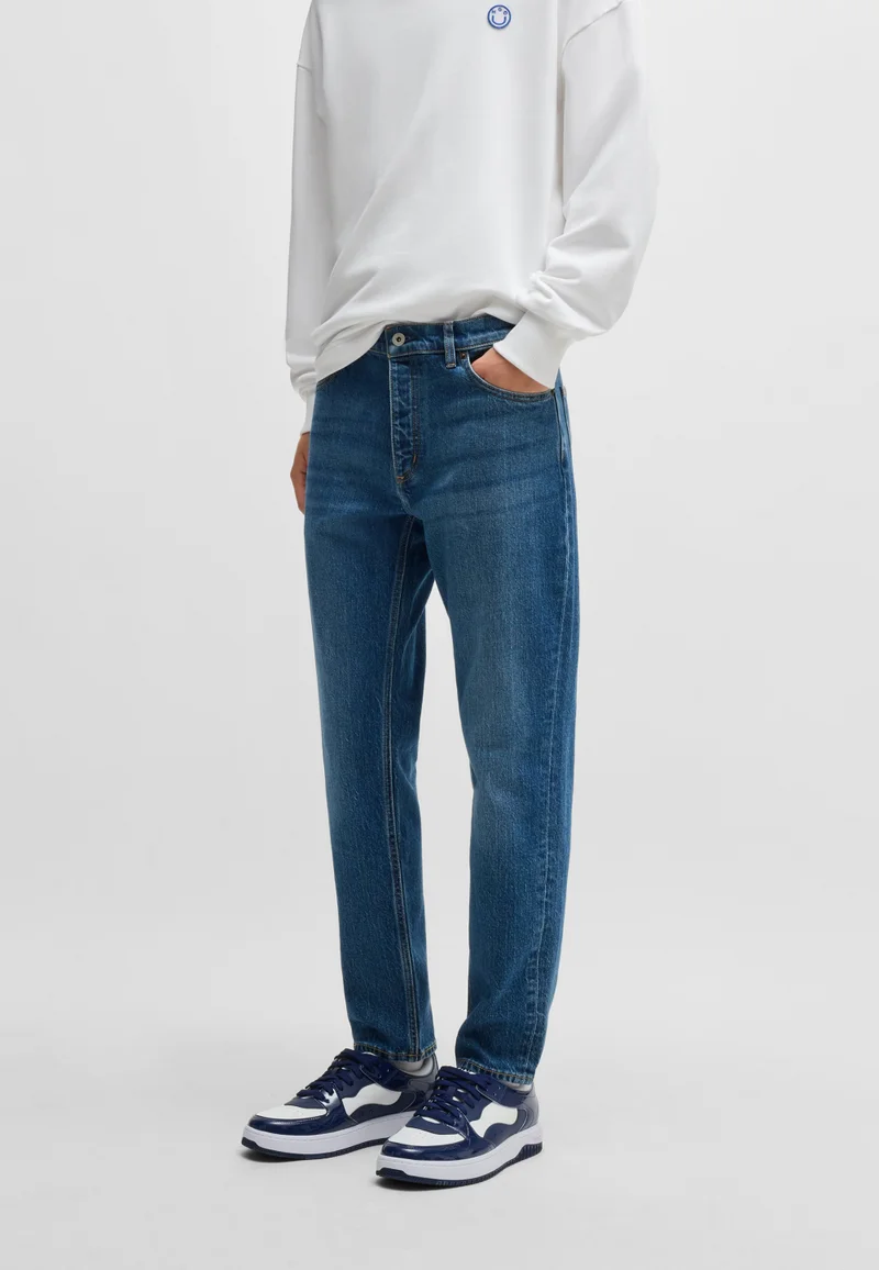 هوجو Tapered-fit jeans in mid-blue stretch denim