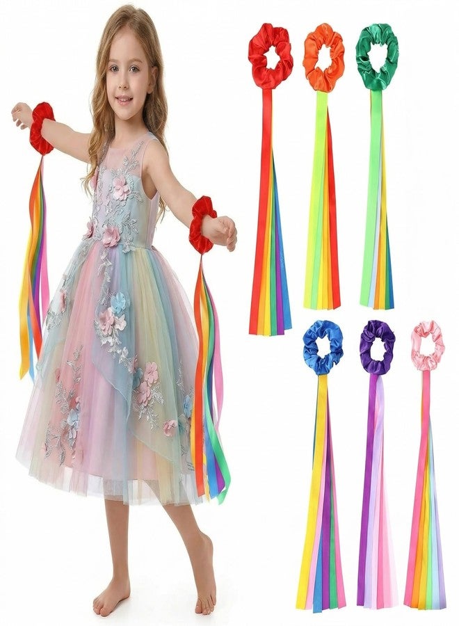 GDLPZM 6X Rainbow Dance Ribbons, Vibrant Wrist Ribbons with Dance Rhythm, Gymnastics Multi-Colored Ribbon Wrist Streamers, Suitable for Children and Teenagers (19.69 x 0.78 inches) - Image 1