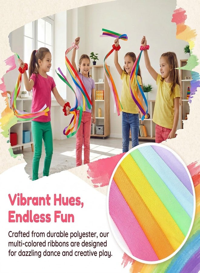 GDLPZM 6X Rainbow Dance Ribbons, Vibrant Wrist Ribbons with Dance Rhythm, Gymnastics Multi-Colored Ribbon Wrist Streamers, Suitable for Children and Teenagers (19.69 x 0.78 inches) - Image 3
