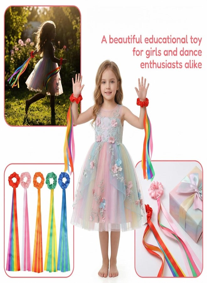 GDLPZM 6X Rainbow Dance Ribbons, Vibrant Wrist Ribbons with Dance Rhythm, Gymnastics Multi-Colored Ribbon Wrist Streamers, Suitable for Children and Teenagers (19.69 x 0.78 inches) - Image 2
