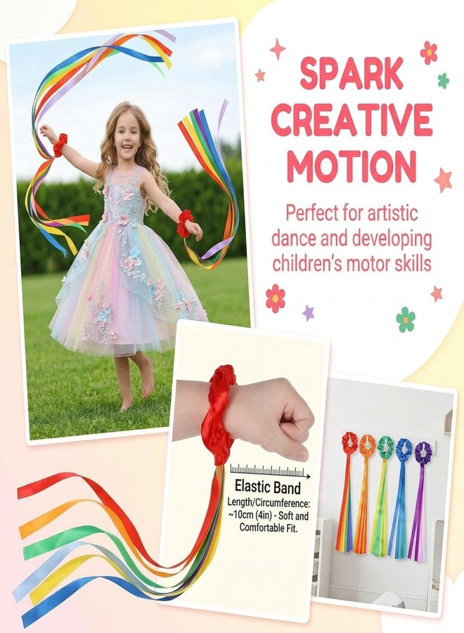 GDLPZM 6X Rainbow Dance Ribbons, Vibrant Wrist Ribbons with Dance Rhythm, Gymnastics Multi-Colored Ribbon Wrist Streamers, Suitable for Children and Teenagers (19.69 x 0.78 inches) - Image 4