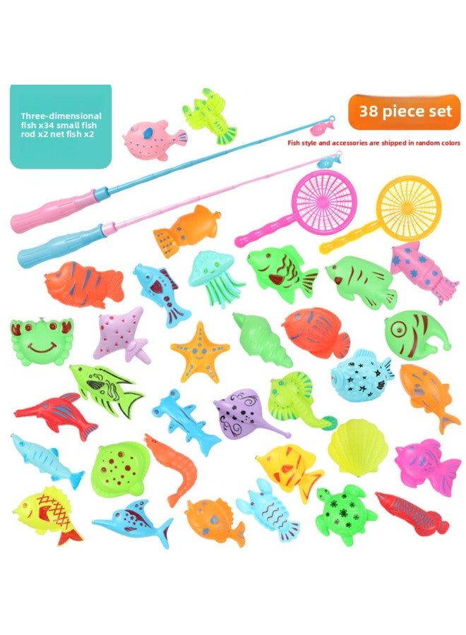 【Free Shipping】 Fishing Toy Pool Set Square Park Stall Toy Water Magnetic Fishing Pool Toy Manufacturers-Color:【express Box】 38-piece Set--fishing Set 271g - Image 1