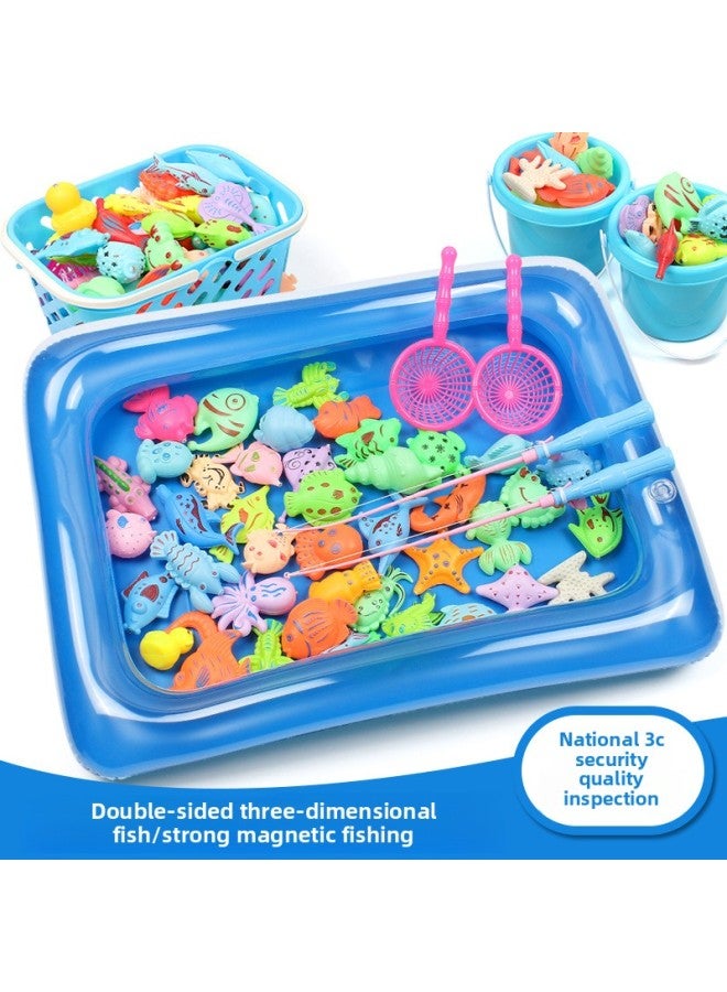 【Free Shipping】 Fishing Toy Pool Set Square Park Stall Toy Water Magnetic Fishing Pool Toy Manufacturers-Color:【express Box】 38-piece Set--fishing Set 271g - Image 3