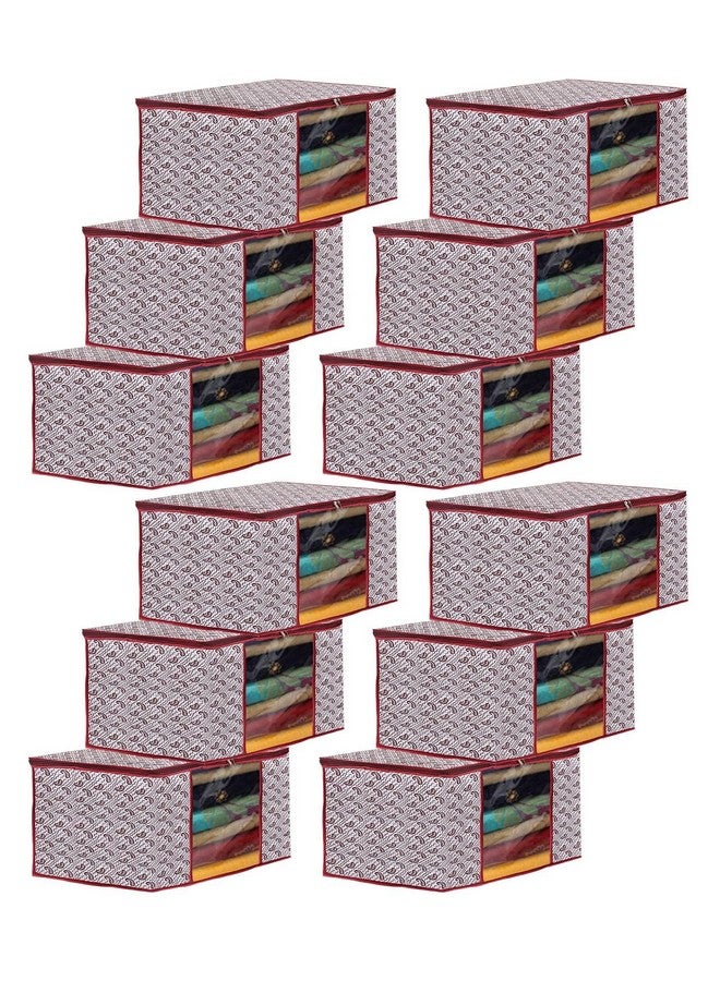 Kuber Industries Kuber Industries Non-Woven Paisley Print Saree Covers With Zip|Foldable Wardrobe Organizer For Clothes|Saree Bags Keep 8 To 10 Saree|Suitable For Lehenga, Suit, Dress|Pack Of 12 (Maroon)  - Image 1