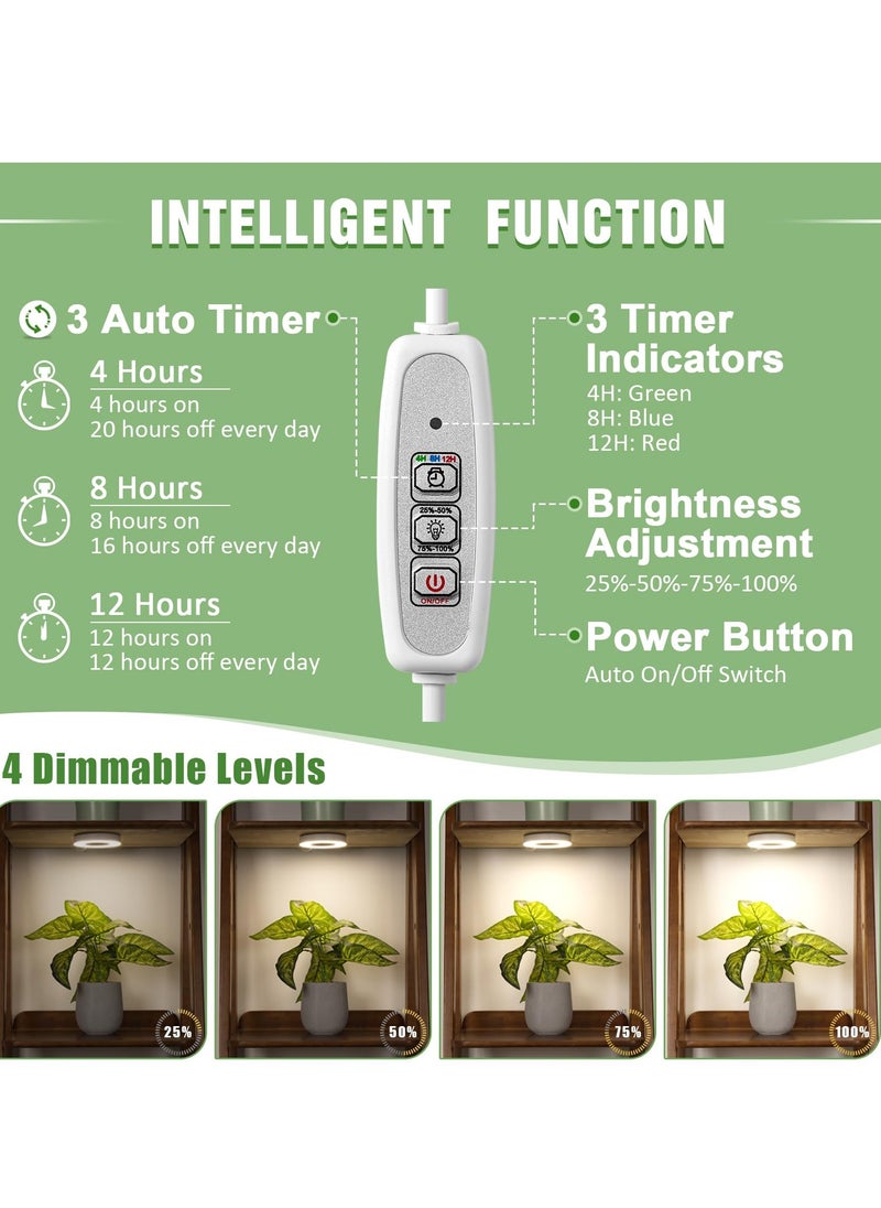 SYOSI Ceiling Grow Light for Indoor Plants 144 LEDs Full Spectrum Indoor Grow Plant Light 5V Safe Voltage Plant Lamp 4 Dimmable Brightness Levels with 4 8 12H Auto Timer Ideal for Indoor Plants 3 Pack  - Image 5