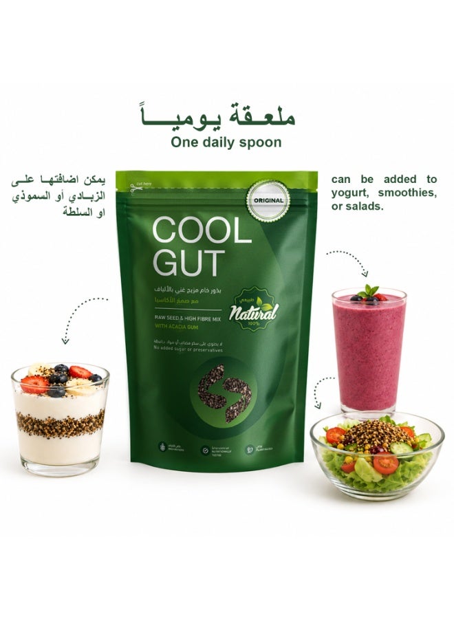 كول غت مزيج كول جت (COOL GUT) الطبيعي للألياف والبذور الخام مع صمغ الأكاسيا (النكهة الأصلية) - مكمل غذائي نباتي لدعم صحة القولون والجهاز الهضمي - 250 غرام - Image 4